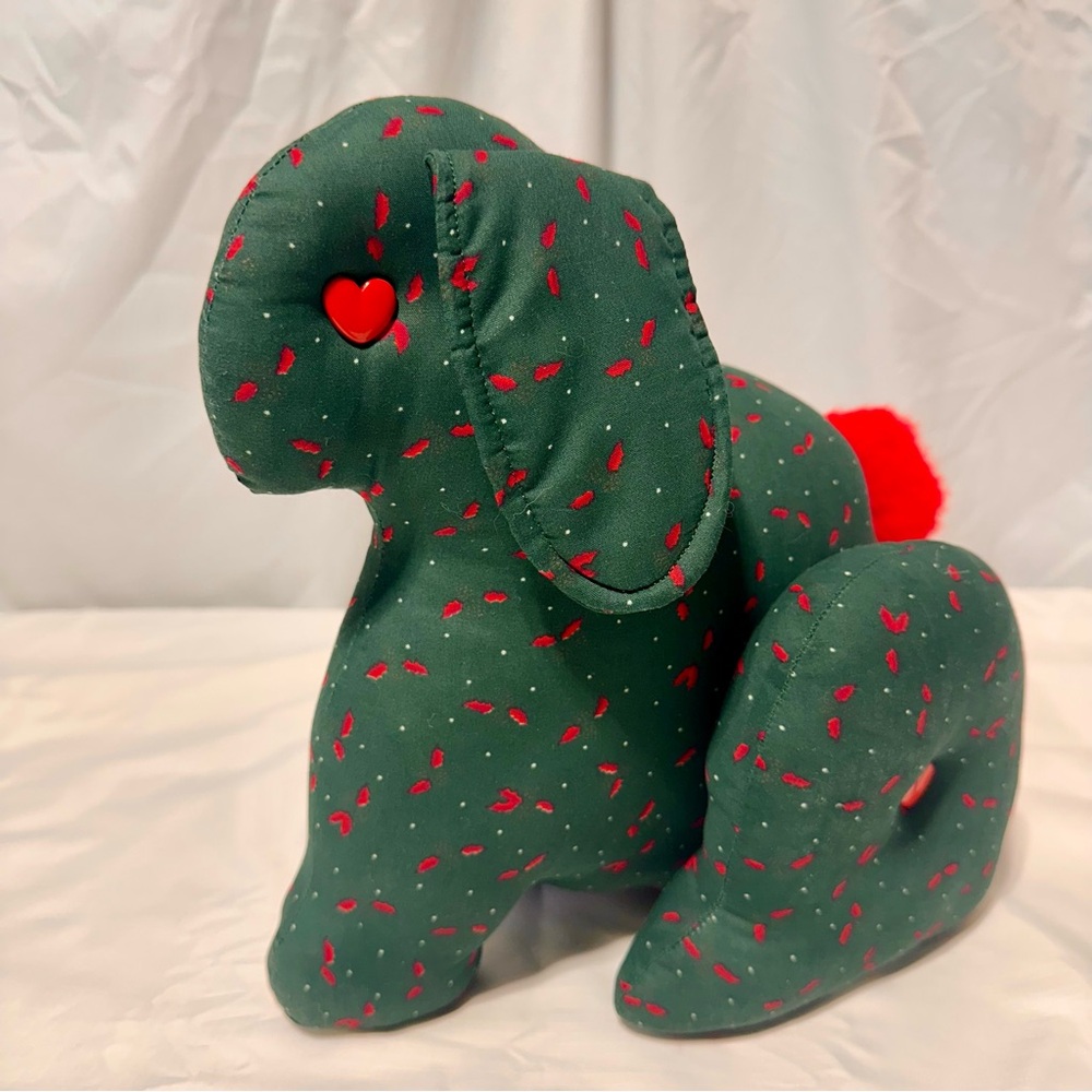Handcrafted Green Plush Bunny Decor🐰 Red Heart Eyes | Pom Pom Tail | Grandmacore